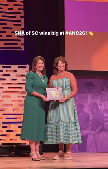 Amy Stabler accepting the State Award of Excellence